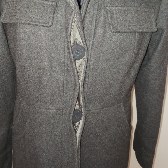 Green With Envy Womans Wool Blend Peacot Gray Sz Large Pockets Buttons - Picture 3 of 15